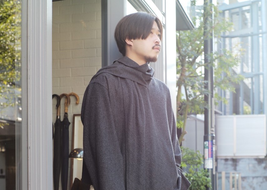 小物 HED MAYNER 21AW TURTLENECK SCARF Hed Mayner ASYMETRIC DESTROYED TURTLENECK SCARF - DARK BROWN